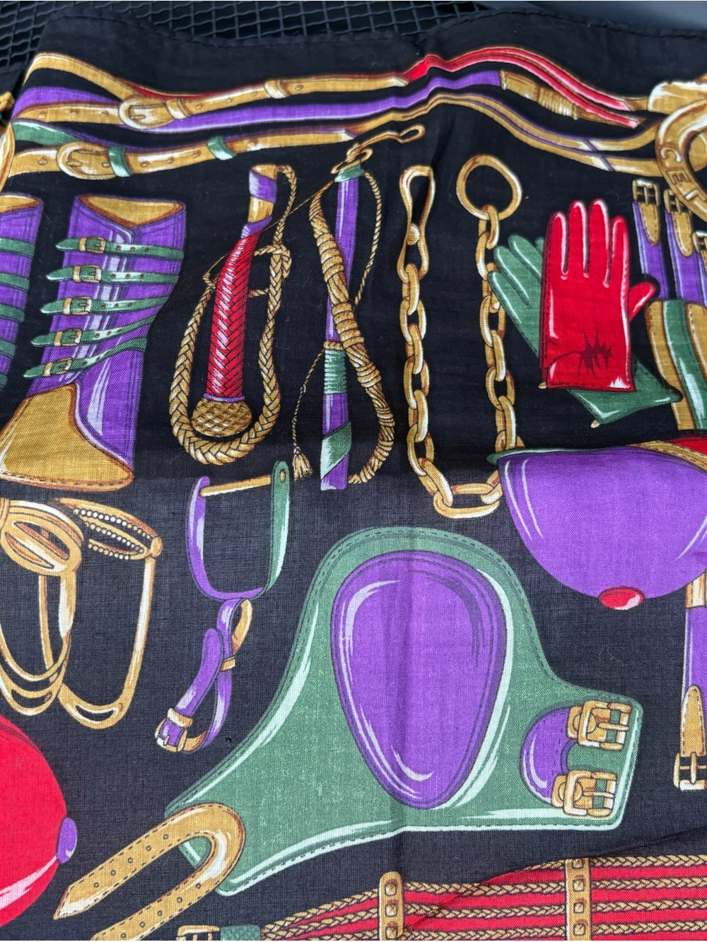 Vintage Celine Paris Silk Scarf Equestrian Belt Bridle Print - Picture 6 of 7
